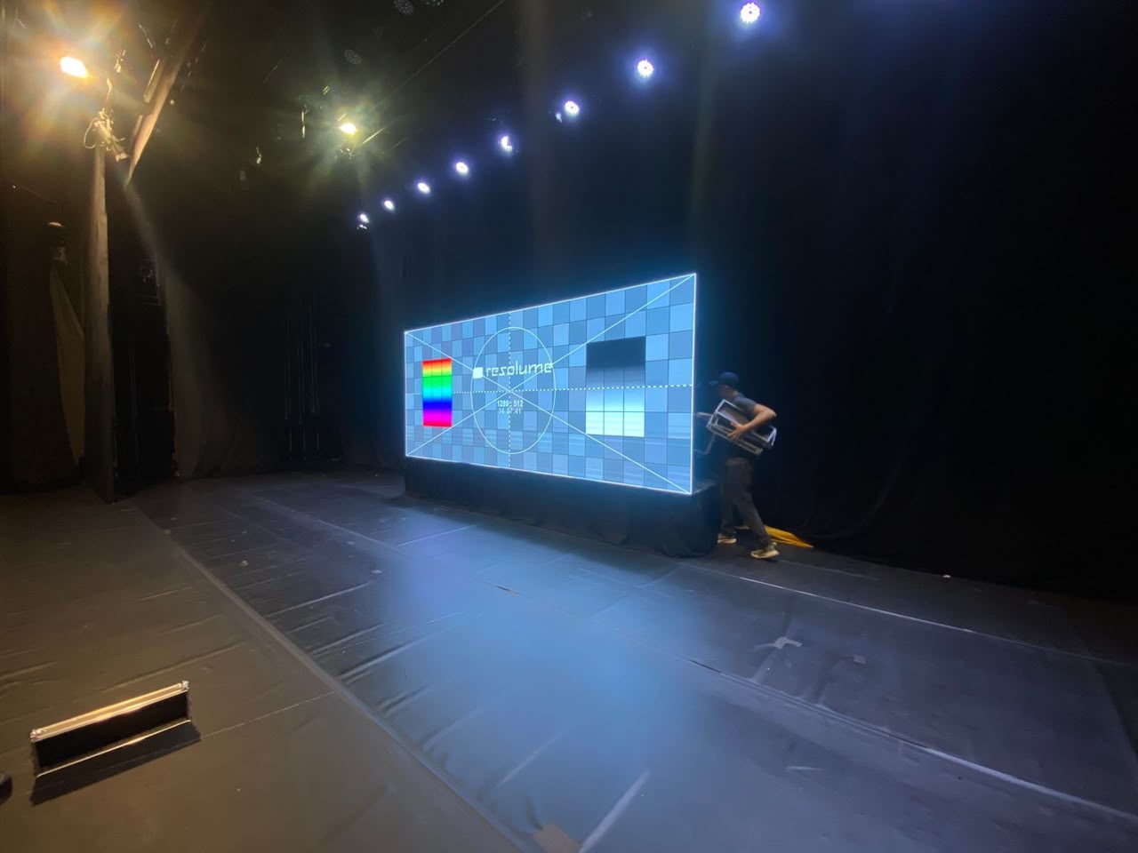 Calibração de painel de LED em palco